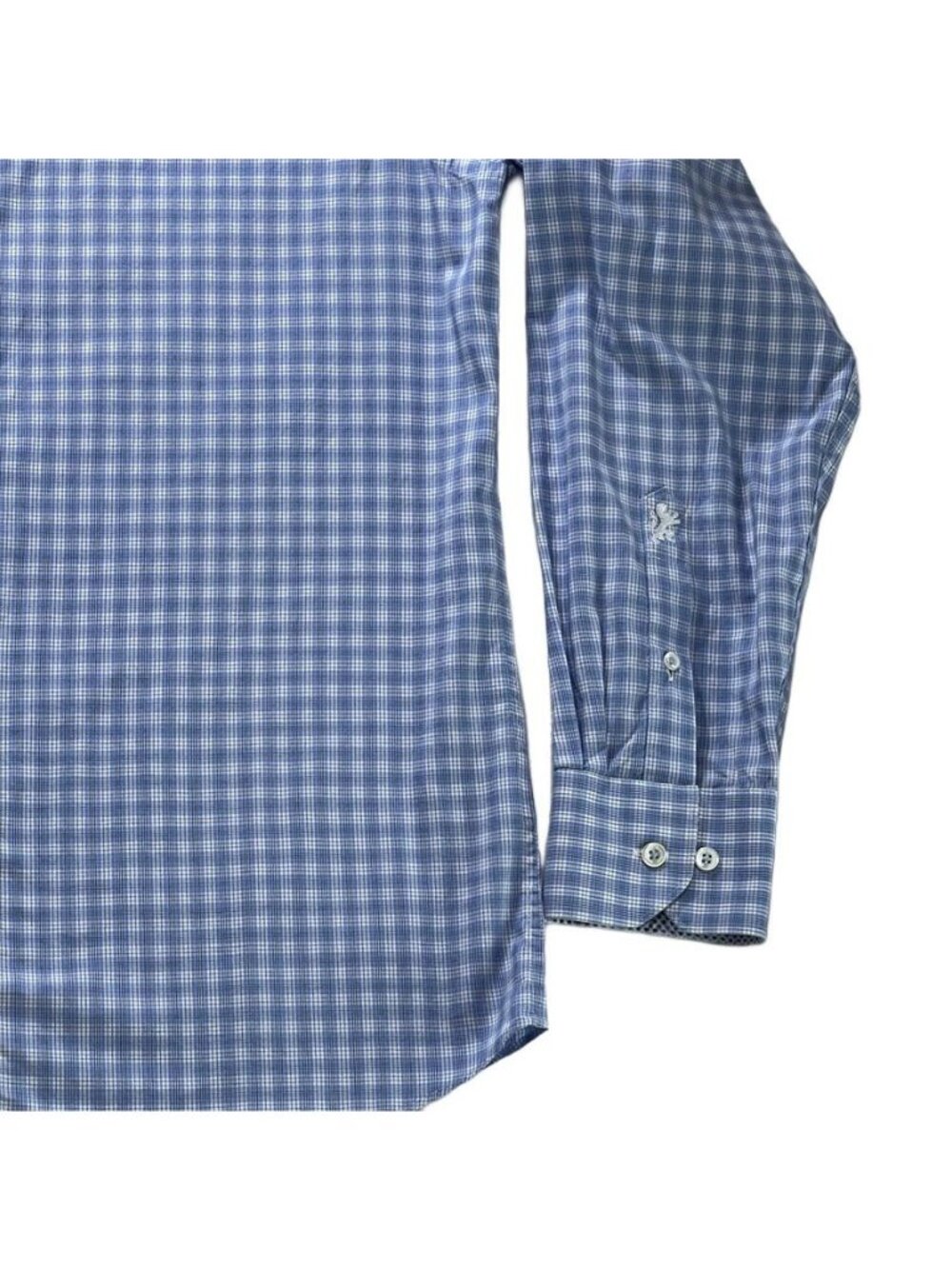 Bugatchi Mens Blue Check Long Sleeve Button-Up Shirt 100% Cotton Size L - Picture 11 of 13